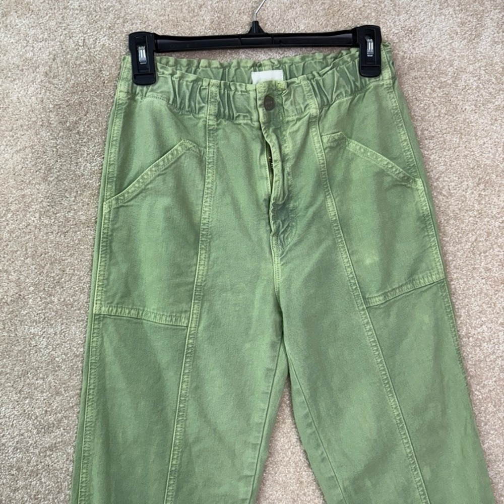 MOTHER The Springy Ankle Pants Women's 27 Green High Rise Utility Denim - Picture 3 of 14